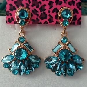 Betsy Johnson Blue Crystal Earrings